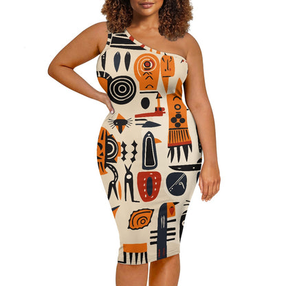 Discover Elegance: Luxtrini's One-Shoulder Slim Dress - Ethnic