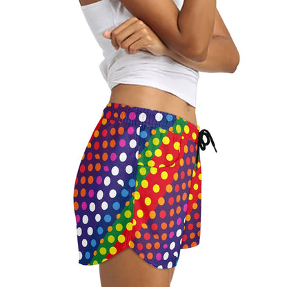 LGBTQ-Friendly Rainbow Polka Dot Women Short Pants by Luxtrini