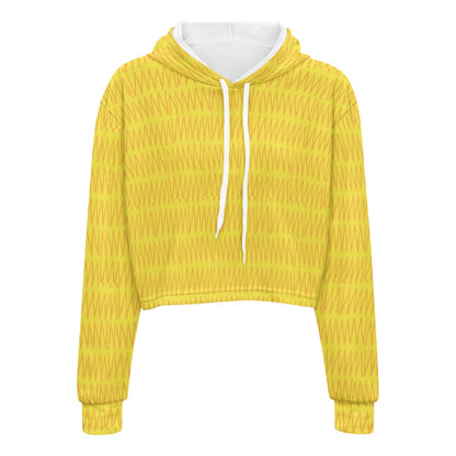 Women's midriff-baring sweatshirt - Yellow mudcloth white