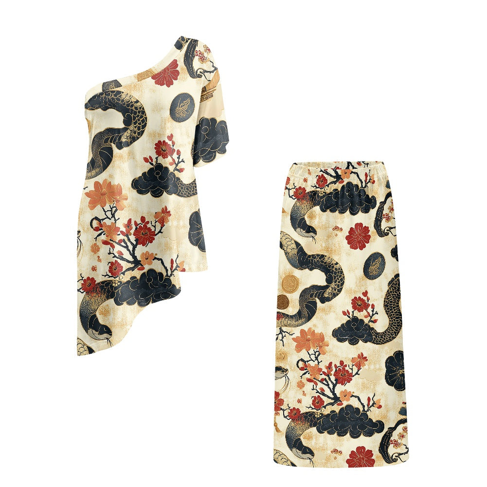 Elegant Off-Shoulder Two-Piece Dress for Women