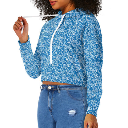 Women's midriff-baring sweatshirt - Chinese Blue Wind