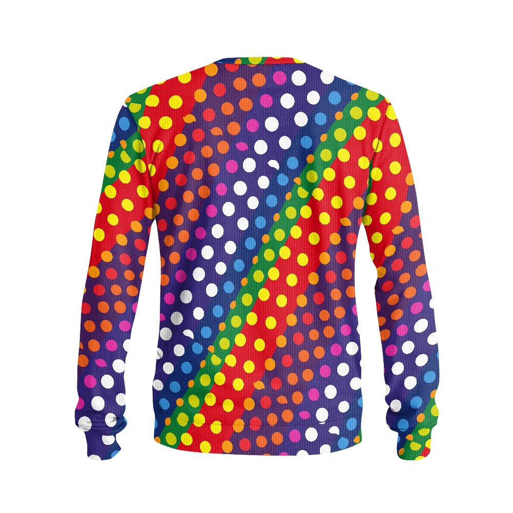 Polka Dot Rainbow Stripes Knitted pullover (All Over Printed)