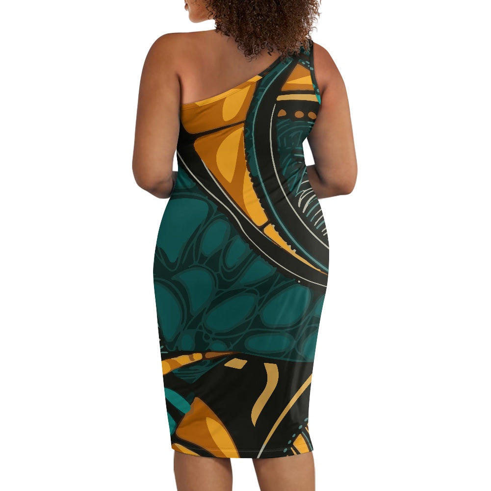 Discover Elegance: Luxtrini's One-Shoulder Slim Dress - Ethnic