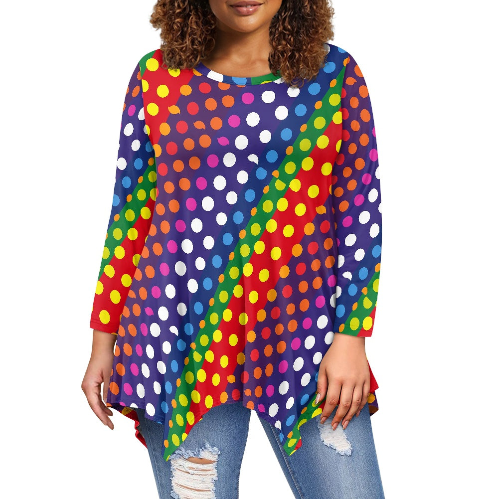 Women's irregular long sleeve tops