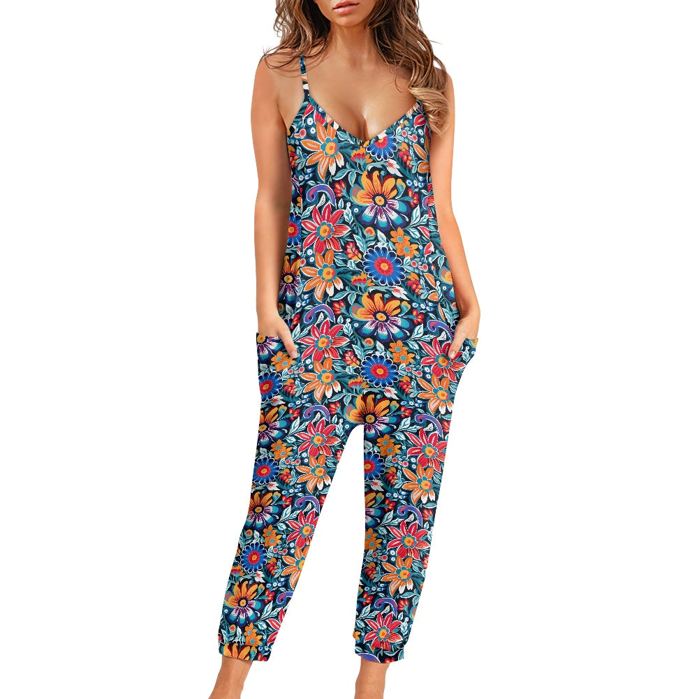 Mexican Floral Rompers - Exclusive One-of-a-Kind Luxury Romper - Limited Edition, Ethically Made, and Stylishly Comfortable