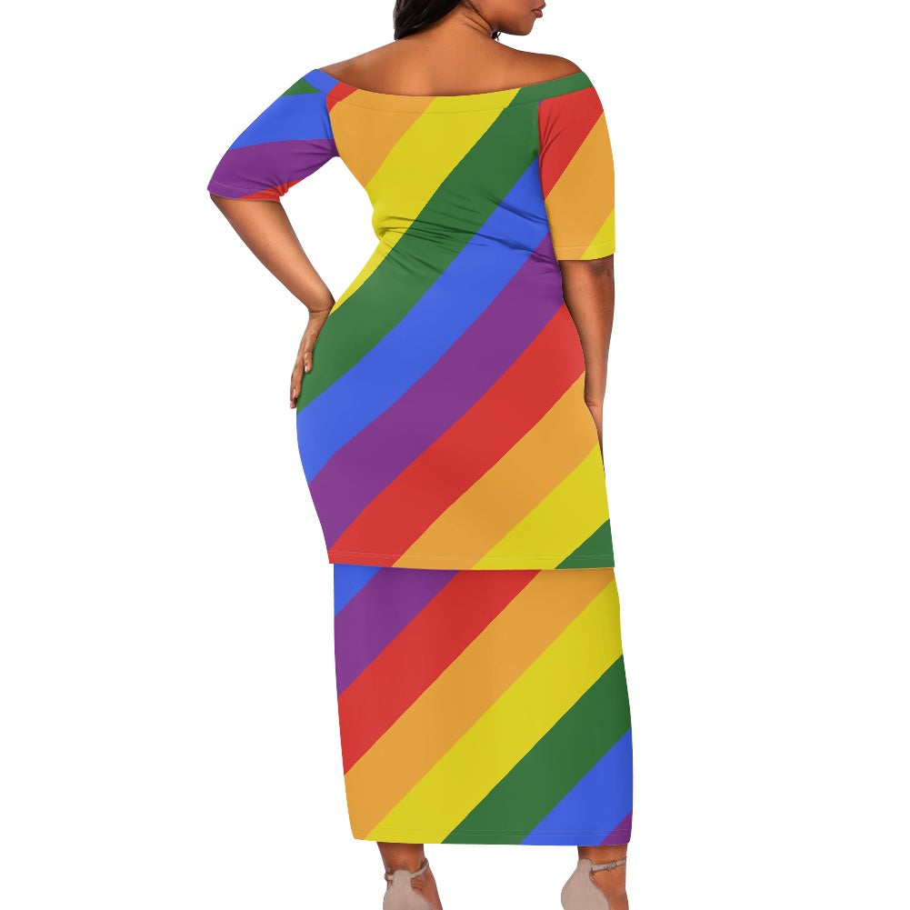 Rainbow Guinea Style Maxi Dress Set
