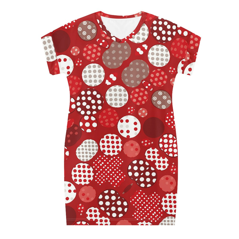 Red Polka Dot Short Sleeve Dress