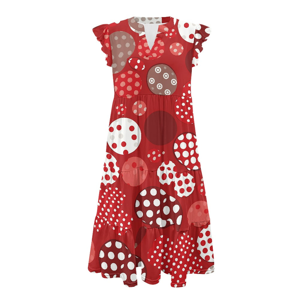 Women's V-neck pocket waist patchwork dress