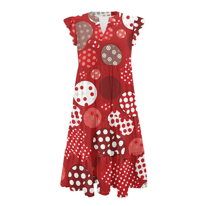 Women's V-neck pocket waist patchwork dress