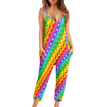 Rainbow Polka Dot Pride Rompers - Exclusive One-of-a-Kind Luxury Romper - Limited Edition, Ethically Made, and Stylishly Comfortable