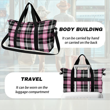 Pink plaid Lightweight luggage