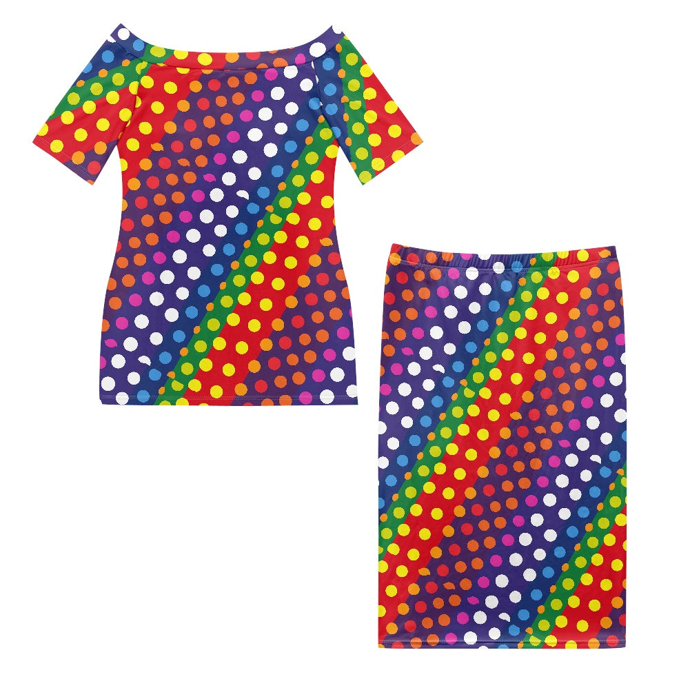 LGBTQ-Friendly Rainbow Polka Dot Guinea Style Maxi Dress Set by Luxtrini