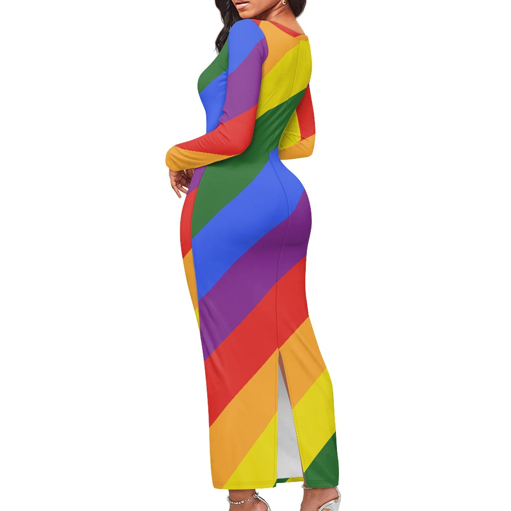 Rainbow Women's long-sleeved dress (extended)