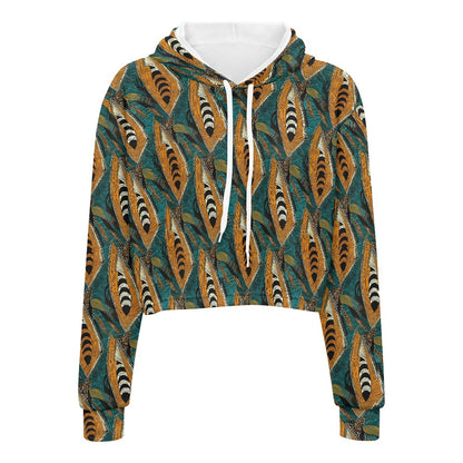 Women's midriff-baring sweatshirt - Ethnic white