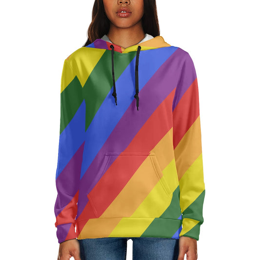 Rainbow Women's hoodie (thin fleece) white