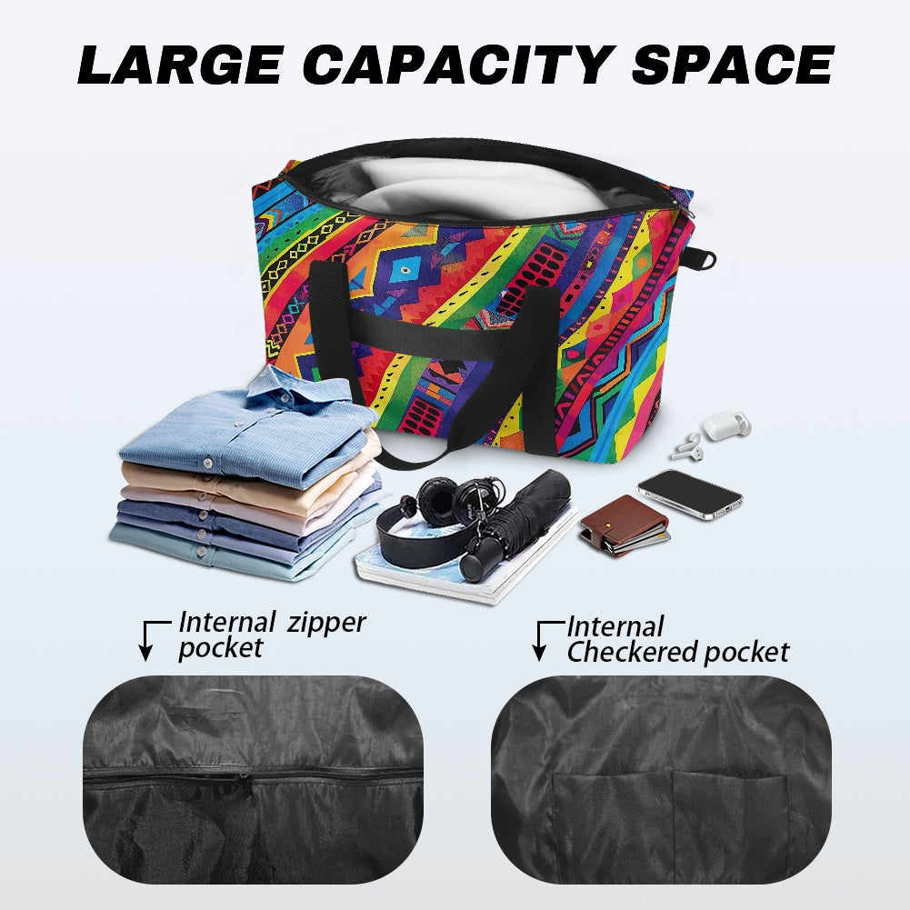 Kente cloth pattern using rainbow colors in a Native American-inspired design Lightweight luggage