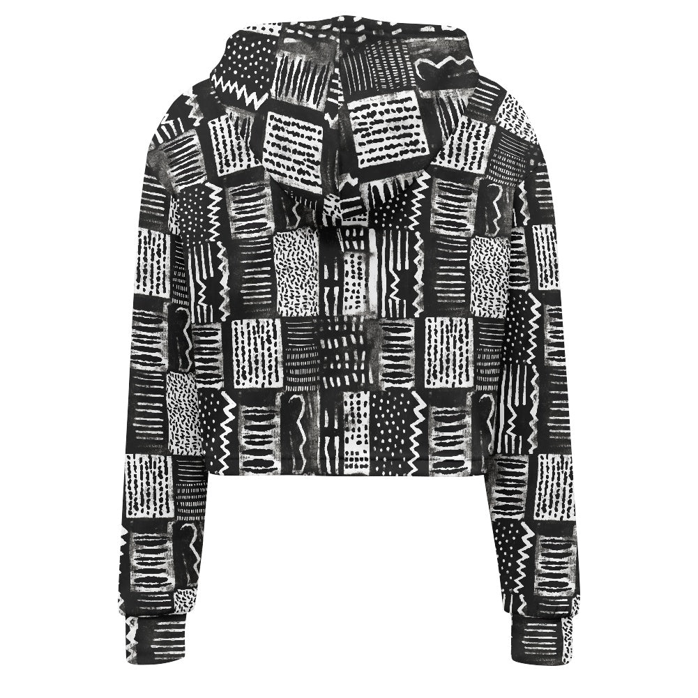 Women's midriff-baring sweatshirt - Ethnic Mudcloth