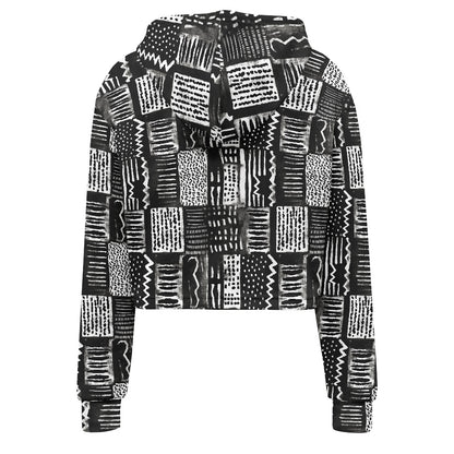 Women's midriff-baring sweatshirt - Ethnic Mudcloth
