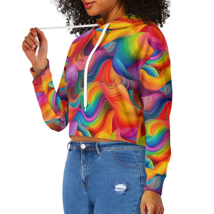 Women's midriff-baring sweatshirt - Rainbow