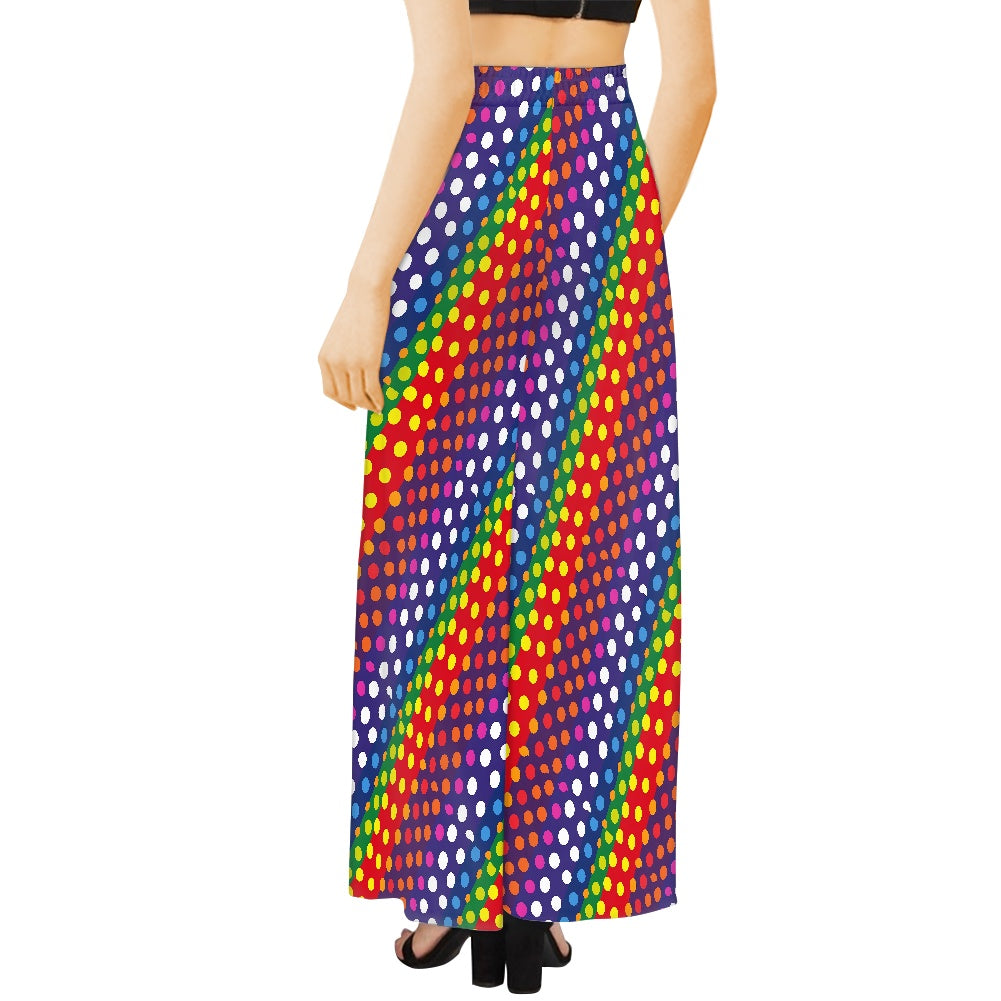 LGBTQ-Friendly Rainbow Polka Dot Wide Leg Pants by Luxtrini
