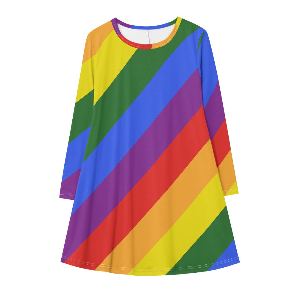 Rainbow Casual dress (Double pocket)