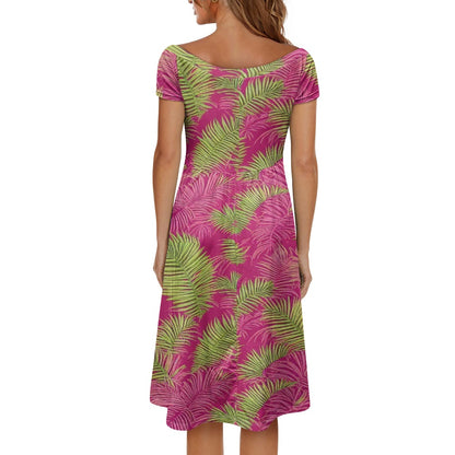 Off shoulder short sleeved dress