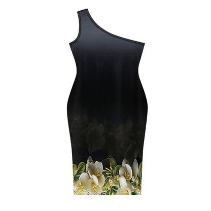 Discover Elegance: Luxtrini's One-Shoulder Slim Dress - Tropical white