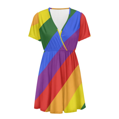 Ladies V-neck short-sleeved dress