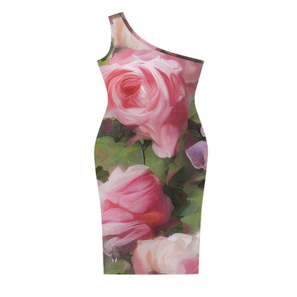 Discover Elegance: Luxtrini's One-Shoulder Slim Dress - Rose white