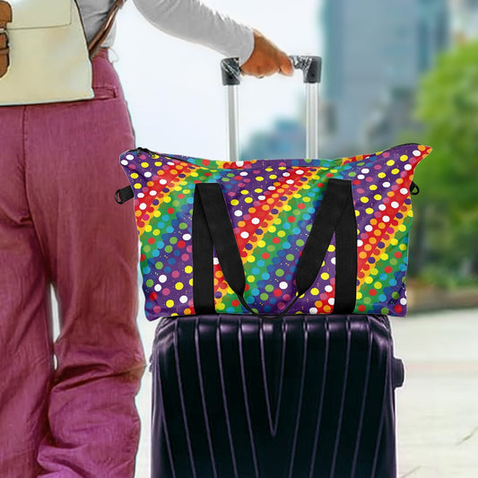 Dark Rainbow Stripes with Polka Dots Lightweight luggage