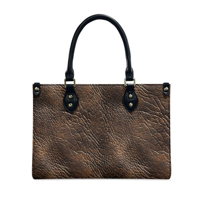 Mahogany Luxe: Premium Textured PU Leather Handbag Women's Twill