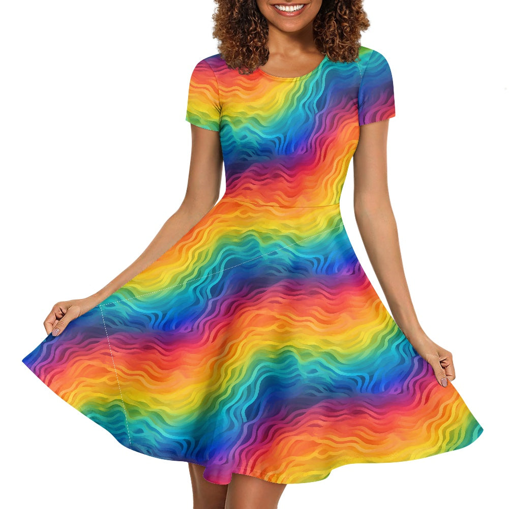 Rainbow Pride Scoop Neck Ruffle Dress | Vibrant, Handmade & Inclusive Sizing