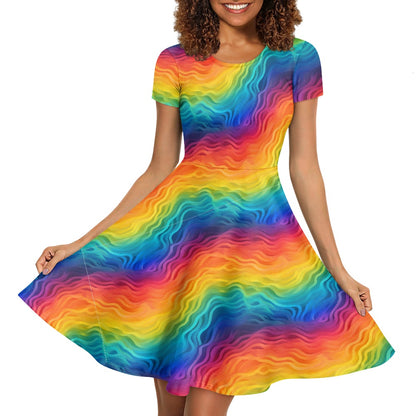 Rainbow Pride Scoop Neck Ruffle Dress | Vibrant, Handmade & Inclusive Sizing