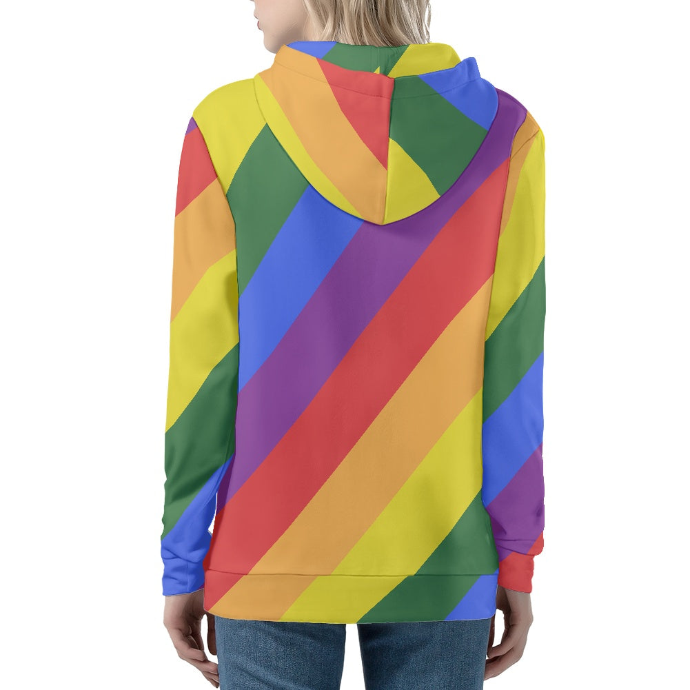 Rainbow Thin women's zipper hooded sweatshirt