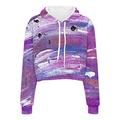 Women's midriff-baring sweatshirt - Purple streaks white