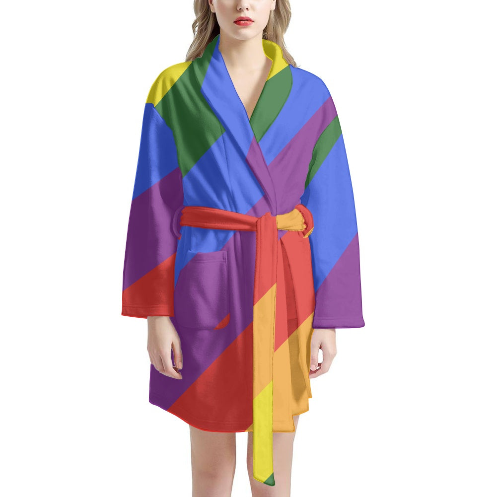Rainbow Women's bathrobe white ONESIZE