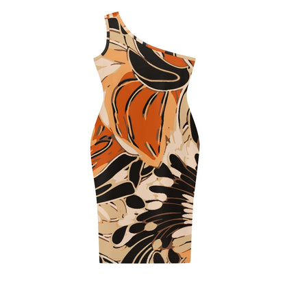 Discover Elegance: Luxtrini's One-Shoulder Slim Dress - Tropical white