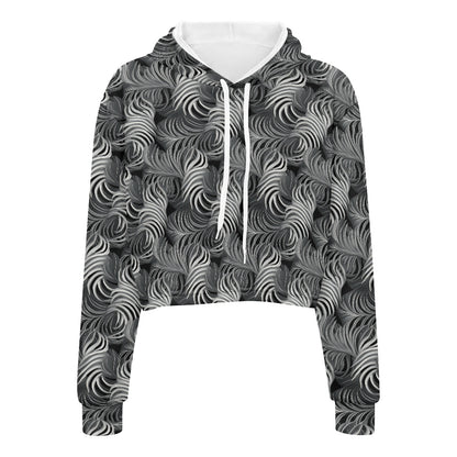 Women's midriff-baring sweatshirt - Tropical white