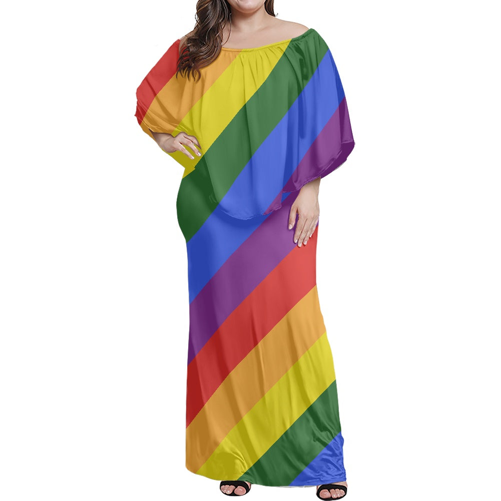 Rainbow Women's Off The Shoulder Dress white