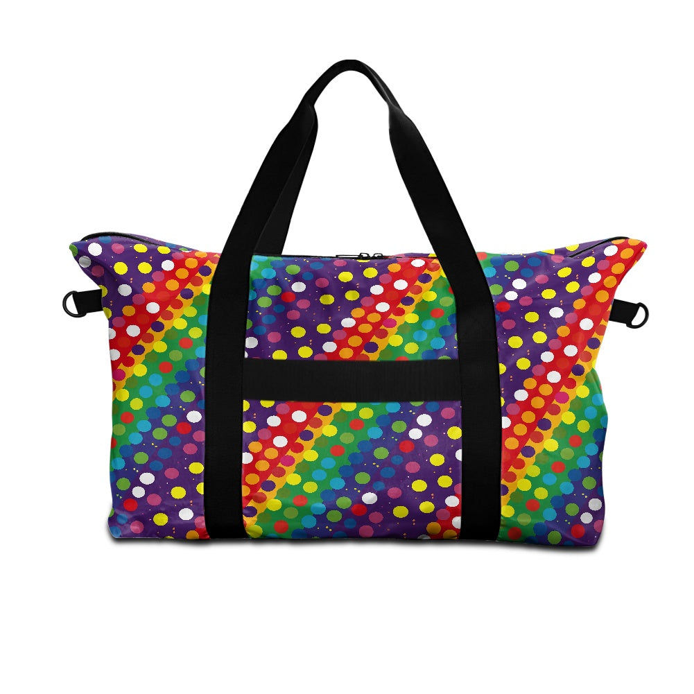 Dark Rainbow Stripes with Polka Dots Lightweight luggage