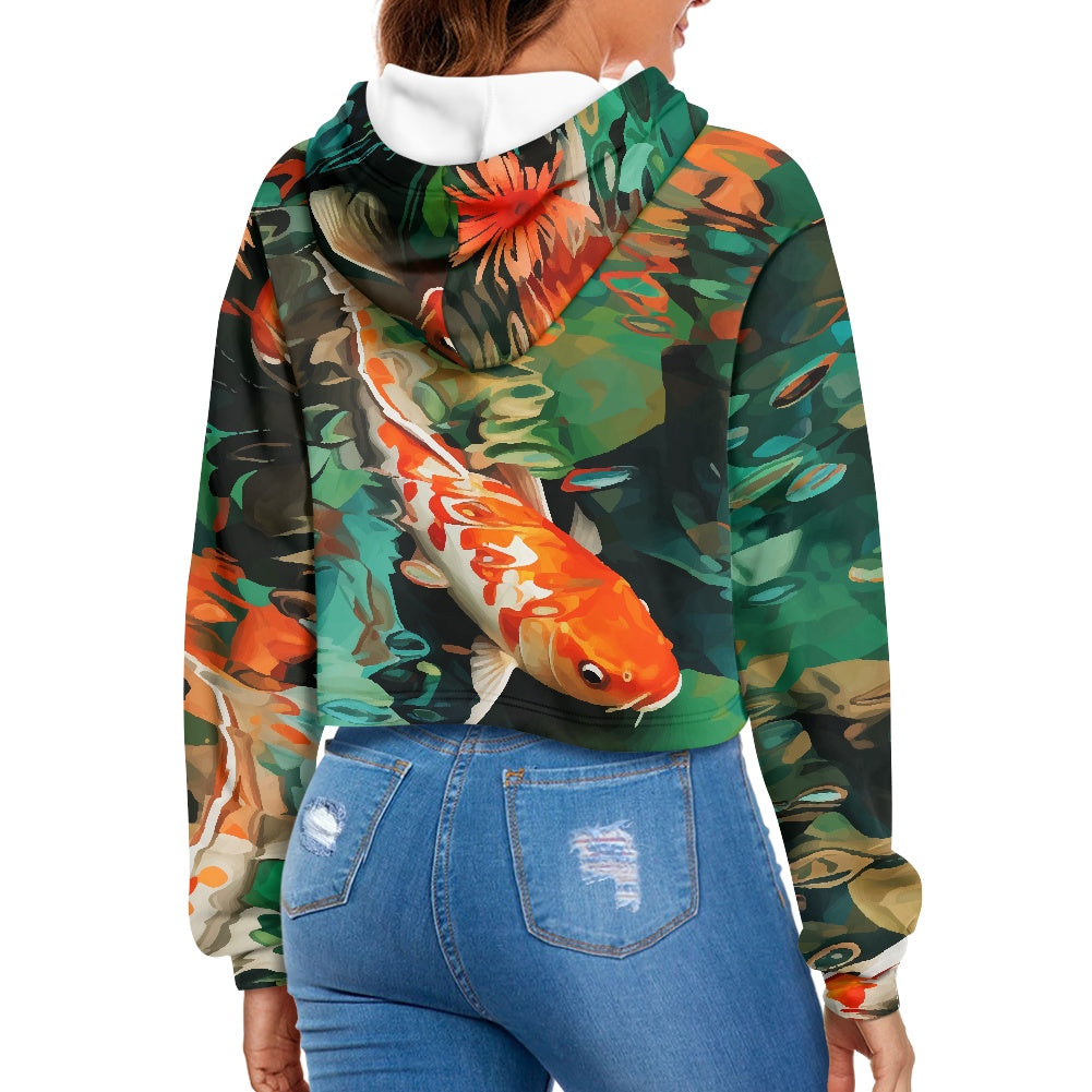 Women's midriff-baring sweatshirt - Magic of Koi