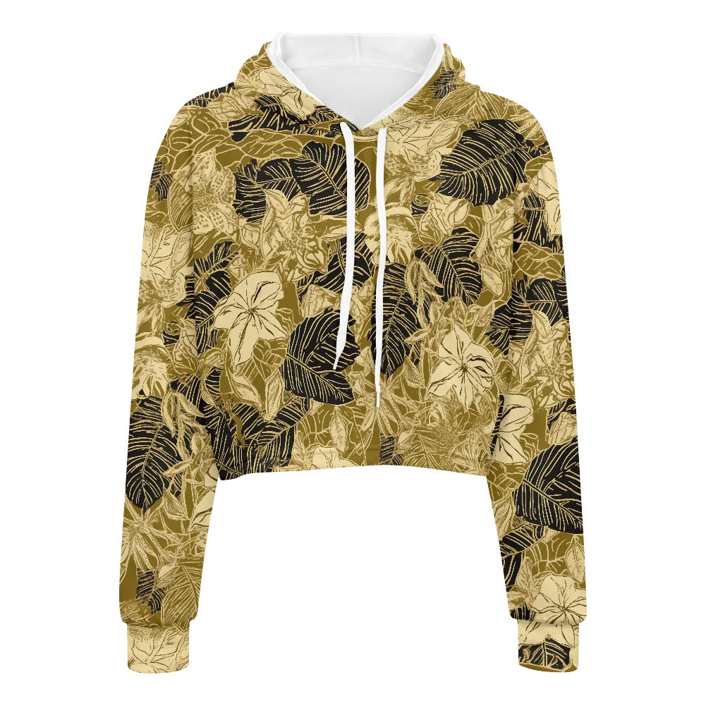 Women's midriff-baring sweatshirt - Tropical white