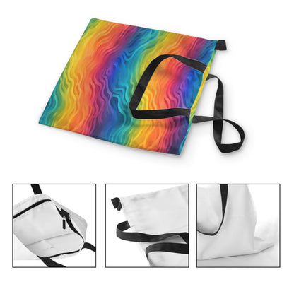 Rainbow Wave Canvas Tote Bag – Eco Chic Oversized Shoulder Bag for Shopping, Beach Days &amp; Everyday Adventures white 40x40cm