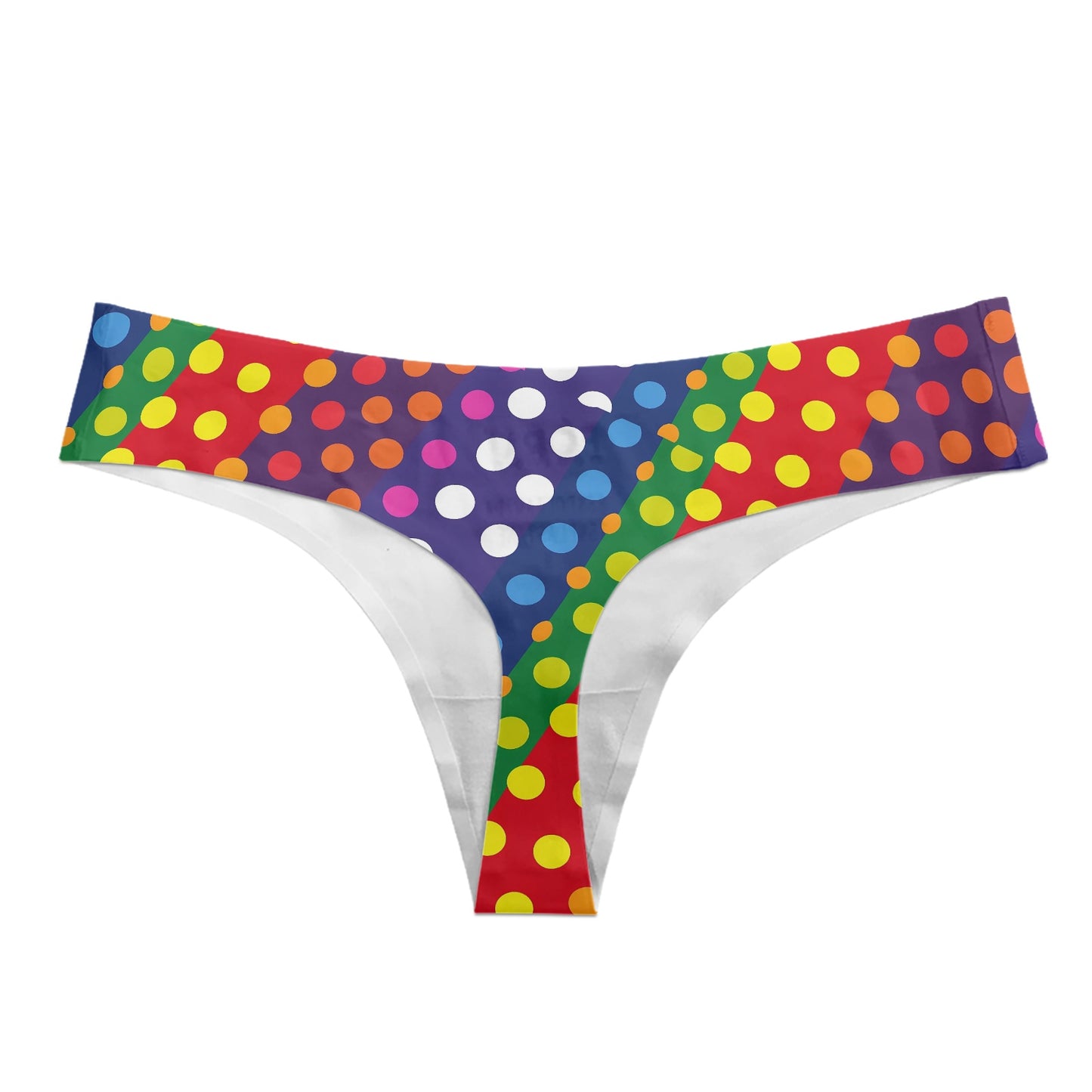 LGBTQ-Friendly Rainbow Polka Dot Women T-back Underwear by Luxtrini