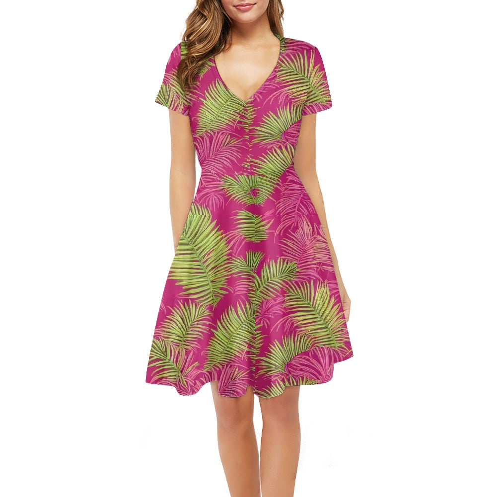 Women short Sleeve Ruffle Dress