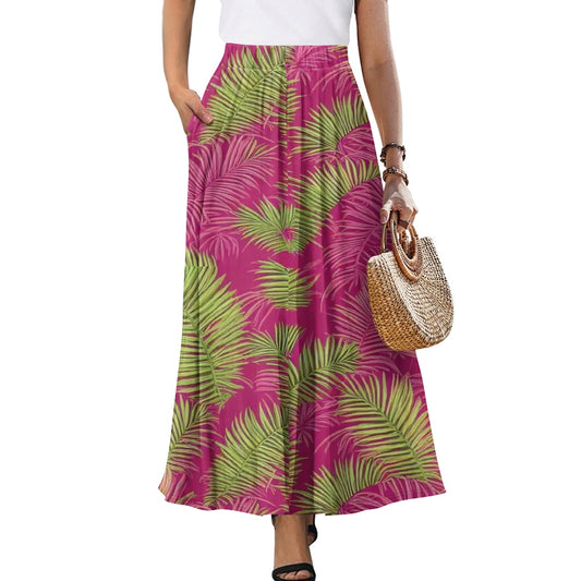 Printed Double Pocket Skirt white