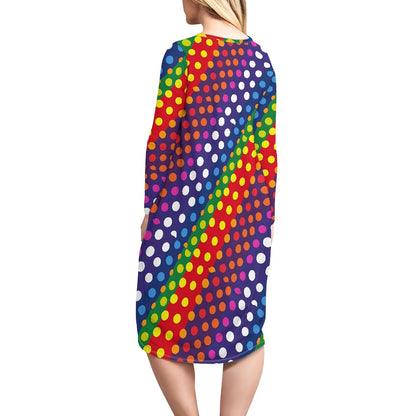 LGBTQ-Friendly Rainbow Polka Dot Long Sleeve Nightdress by Luxtrini