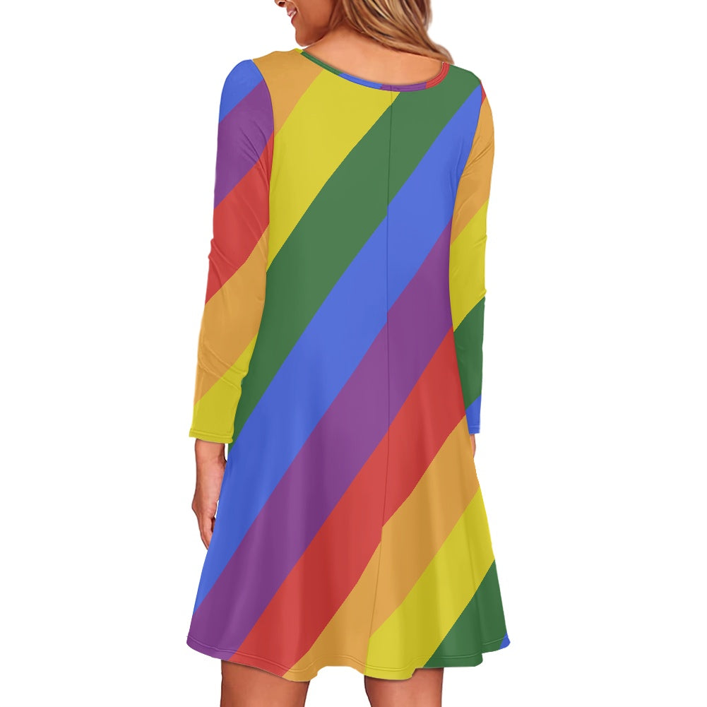 Rainbow Casual dress (Double pocket)