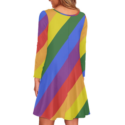 Rainbow Casual dress (Double pocket)
