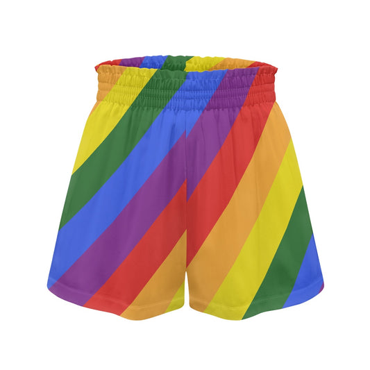 Rainbow High waist loose shorts white